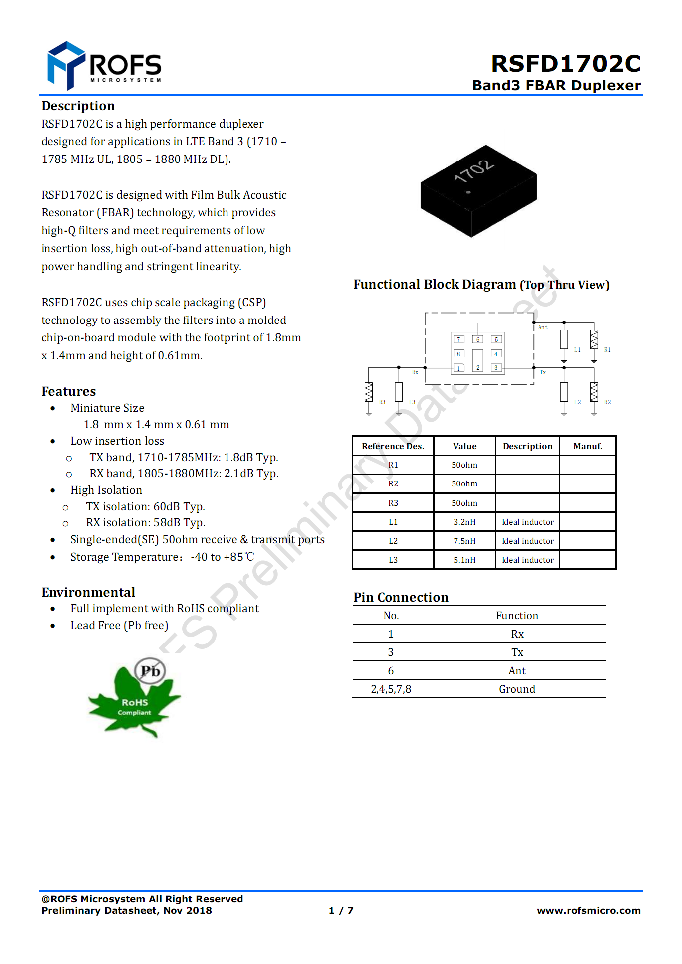 双工器B3 RSFD1702C